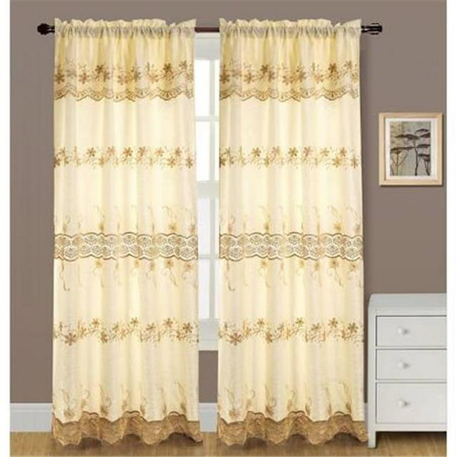 RT Designers Collection PNA09805 Panneau de Rideau Poche Tringle Alisa Macramé 54 x 84 Po avec Cantonnière Attachée 18 Po, Beige