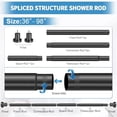 thumbnail image 6 of Black Shower Curtain Rod 36-98 Inches (3-8.2ft) Non Rust Adjustable Shower Rod Spring Tension Non Slip No Drilling Stainless Steel Shower Rods for Bathroom Window, 6 of 9