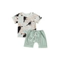 thumbnail image 1 of Xingqing Toddler Baby Boys Summer Clothes Bird Print Short Sleeve Tops and Drawstring Shorts with Pockets Set, 1 of 7