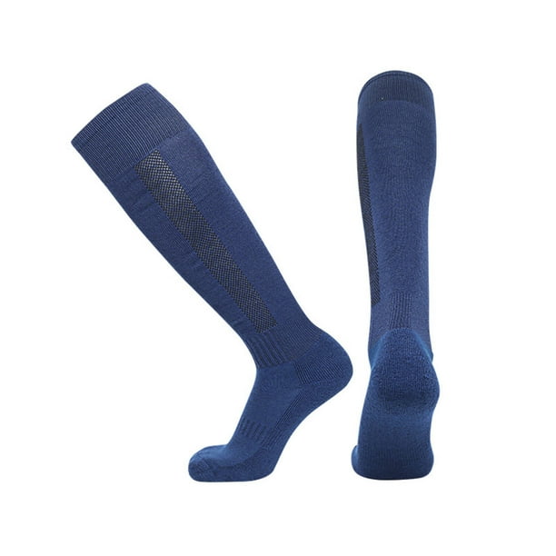 Calcetines de moda para hombre, de color liso, absorbentes del sudor, antideslizantes, con parte inferior de toalla por encima de la rodilla, de tubo alto, deportivos, de fútbol, de algodón para mujer