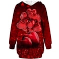 thumbnail image 4 of WEAIXIMIUNG Sweatshirts d'Automne Graphiques pour Femmes Décontracté Saint-Valentin Imprimé Rouge Col Rond à Capuche Long Hoodie, 4 of 5