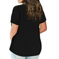 thumbnail image 3 of POTETI Plus Shirts for Women Black Short Sleeve Solid Color Crew Neck Womens Oversized Tops, 3 of 5