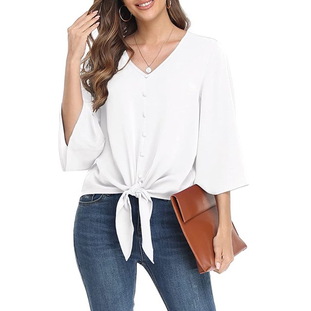 Txlixc Blusa de color sólido para mujeres Txlixc moda