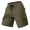 thumbnail image 3 of Fengqque Cargo Shorts for Men Elastic Waist Drawstring Quick-dry Plus Size Summer Shorts with Pockets Army Green XS(XS), 3 of 9