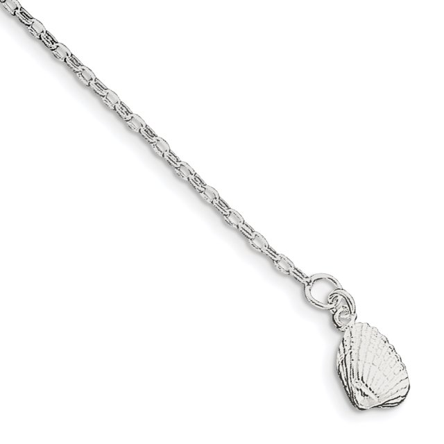 925 Sterling Silver 10 Inch Shell Anklet Seashore