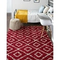thumbnail image 4 of Unique Loom Trellis Shag Collection Area Rug - Ruth (5' 3" x 8' Rectangle Burgundy Red/Ivory), 4 of 10