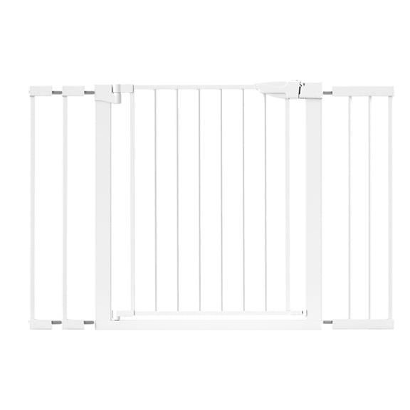 Retractable Baby Gate for Stairs: 29.7-46" Indoor Toddler Safety Gate with Double Lock, Auto-Close Pet Gates for Doorways, Child Dog Gate Easy Walk, Pressure Mounted, White