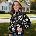 thumbnail image 3 of Uorisanigo Girls Half Zip Collar Sweatshirts Casual Essentials Long Sleeve Pullover Top Oversized Cute Paw Print Girls Crop Sweatshirt Pullover Jackets Athletic Tops Outerwear Fall Clothes, 3 of 7