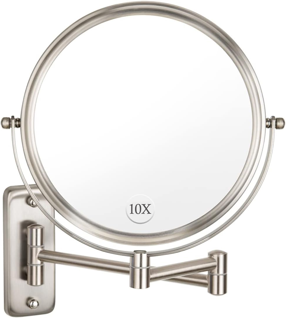 Decluttr 10X Magnifying Wall Mount Mirror, 8-Inch, Nickel photo 1