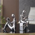 thumbnail image 6 of Modern Abstract Bookshelves Sculptures Statues for Living Room or Study Electroplated Ceramic Reading Figurines, 6 of 8