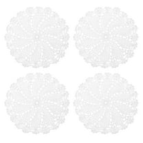 Fabric Coasters, 4pack 7" - Cotton Woven Crochet Doilies, Lace Embroidery Cup Mat with Floral Pattern (White)