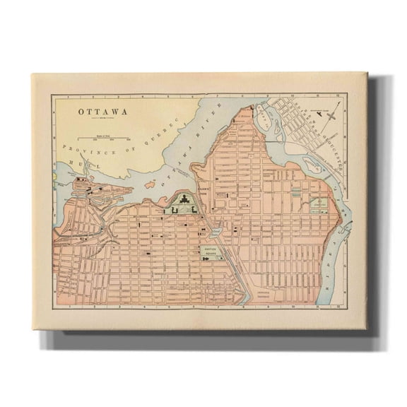 Epic Graffiti 'Map of Ottawa' by Wild Apple Portfolio, Canvas Wall Art, 34"x26"