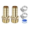thumbnail image 1 of Uxcell 2-Pack Accesorios de Manguera de Barbilla de Latón, 10mm x G1/4 Conector de Manguera Macho con Abrazadera de Acero Inoxidable y Cinta, 1 of 1