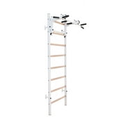 BenchK 231 White Wall bars with convertible steel 6-grip pull-up bar that can also be used as a barbell holder