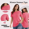 thumbnail image 2 of SHIBEVER Women Tops Summer Casual Crewneck Short Sleeve Fashion Loose Tunic Tops for Women Pink Blouse Stylish Clothing Size XXL, 2 of 6