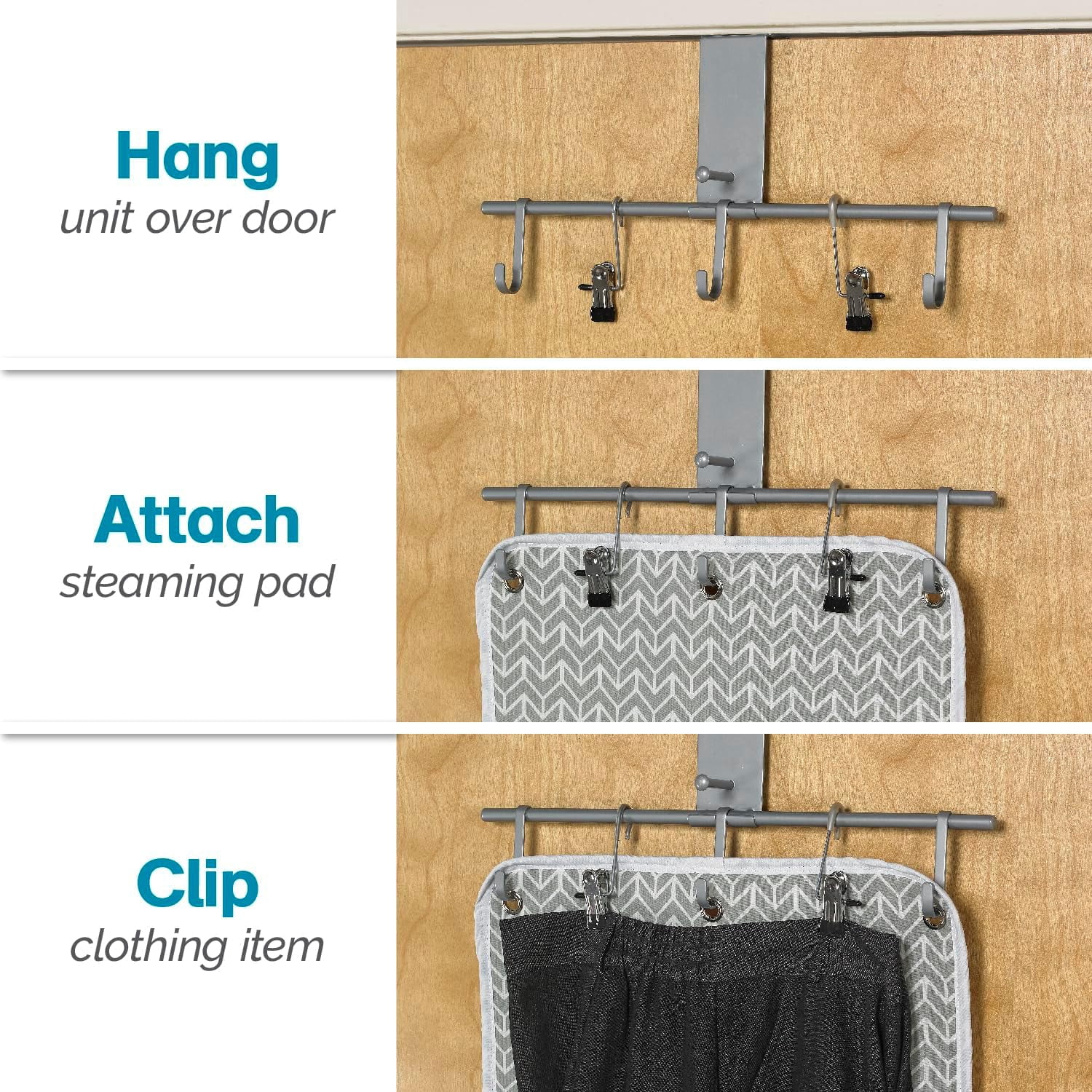 Polder Over-The Door Steaming Station, Cotton Cover, Large Steaming Surface Perfect for at Home and Folds Compact for Travel