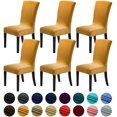 thumbnail image 1 of Velvet Chair Covers for Dining Room Set of 6, Stretchy Dining Chair Covers, Washable Kitchen Chair Slipcovers, Classy Decor for Home and Banquet (Gold, 6 Pack), 1 of 7