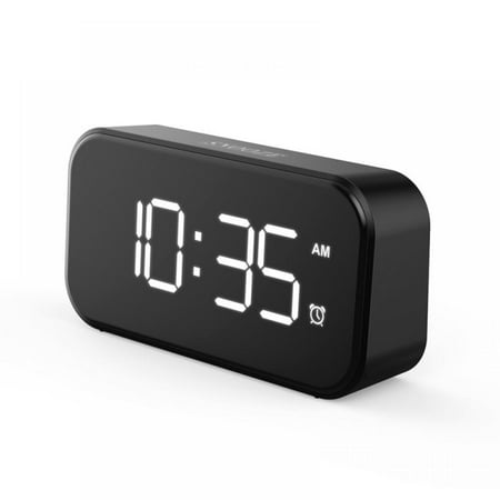 

Compact Digital Alarm Clock with USB Port for Charging Brightness Dimmer White Bold Digit Display 12/24Hr Snooze Small Desk Bedroom Bedside Clocks.