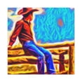 thumbnail image 3 of Cowboy on Fencepost - Canvas, 3 of 25