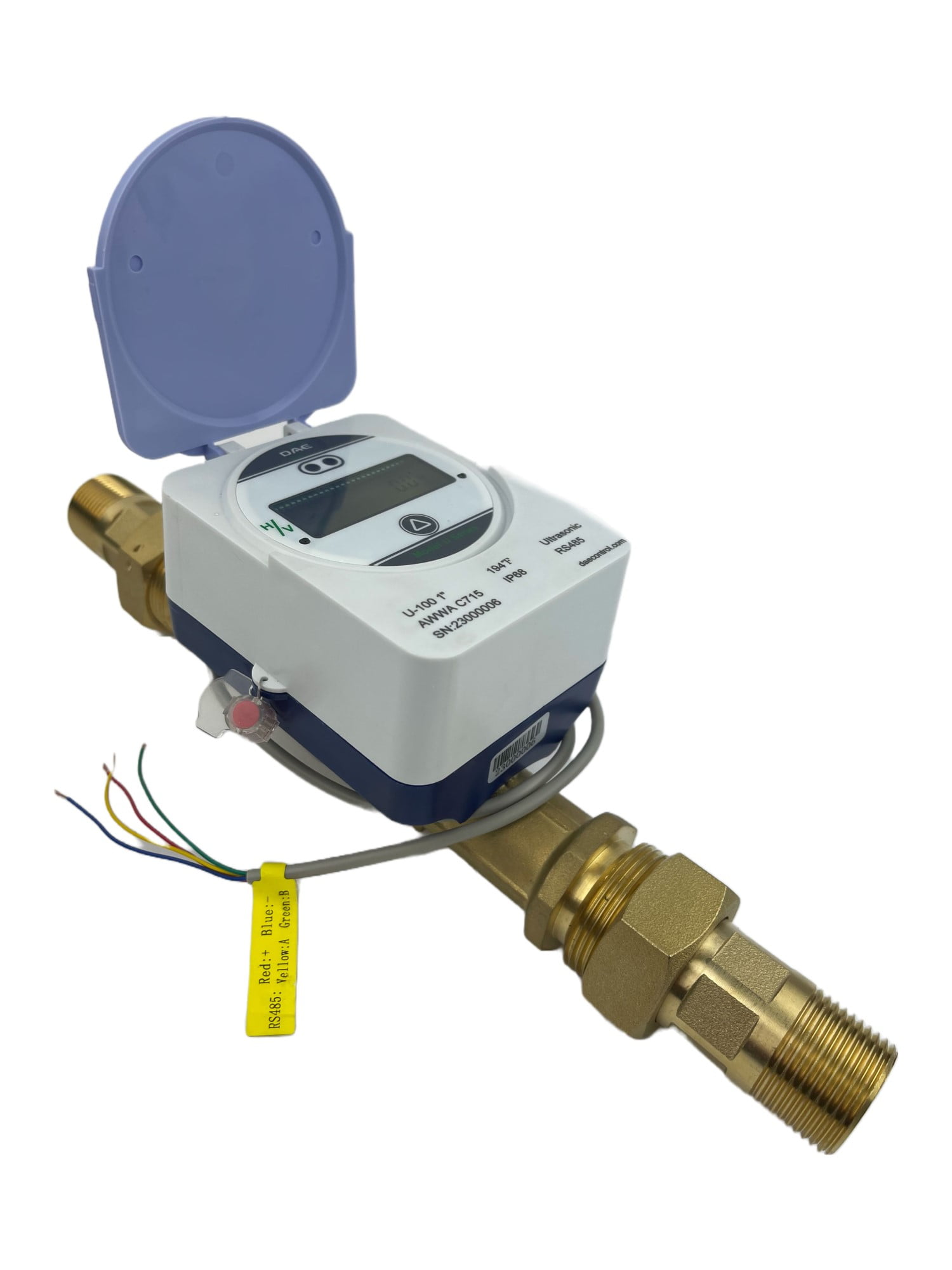 DAE U100 1" Ultrasonic Flow Meter with RS485 communication, IP68, NPT Couplings, Gallons, GPM