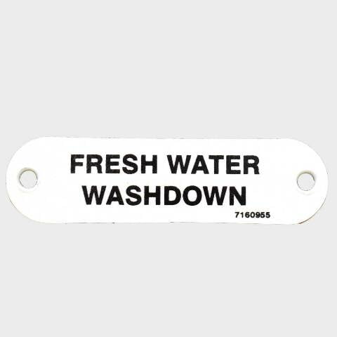 Carver Boat Washdown Label 7160955 | Fresh Water 2 3/4 Inch White Plastic