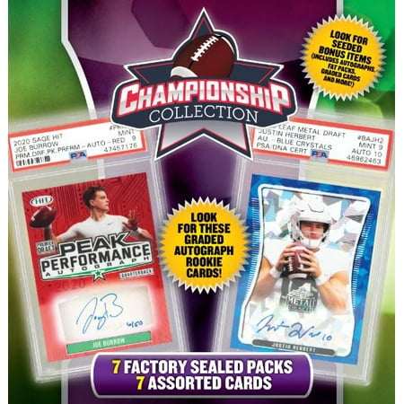 2020 NFL Football Trading Cards Championship Collection Mega Box - 7 Factory Sealed Packs | 7 Assorted Cards