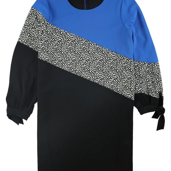 Alfani Womens Colorblocked Shift Dress, Blue, 8