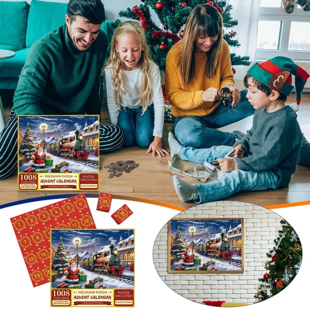 XWSHYW Decoraciones Navideñas Calendario de 24 Piezas de Niñas y Niños, 1008 Piezos, Calendario de Cuenta Regresiva