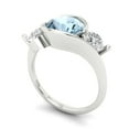 thumbnail image 2 of Three-Stone Engagement Ring for Women - 3.5ct Natural Aquamarine in 14K White Gold Promise Ring, 2 of 6