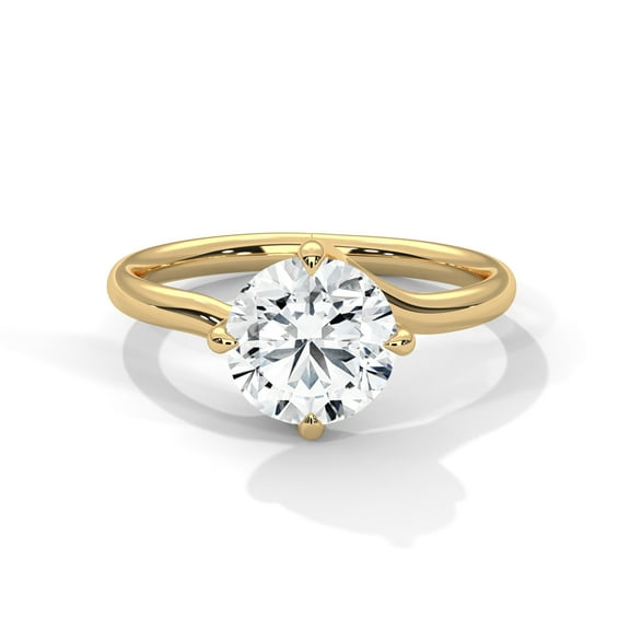 Classic Solitaire Round Cut White Moissanite Engagement Ring, 14K Gold Plated