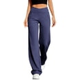 thumbnail image 2 of Zedker Wide Leg Pants for Women Loose Yoga Pants Regular/Tall Stretch Casual Lounge Pants with Pockets NavyM, 2 of 10