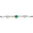 thumbnail image 2 of Gem Stone King 925 Silver and 10K Yellow Gold Green Malachite and White Moissanite and White Lab Grown Diamond Bracelet for Women (2.85 Cttw, Gemstone, Cushion 6MM, 7 inches, Made in Italy), 2 of 4