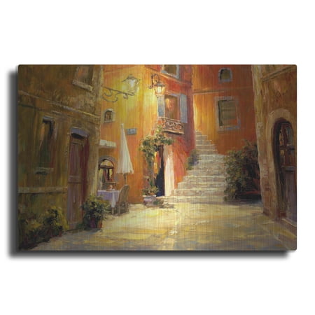 Luxe Metal Art 'Lighted Alley' by Haixia Liu, Metal Wall Art, 24"x16"