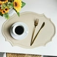thumbnail image 5 of UU&T Double-Texture Faux Leather Placemats Set of 6, Washable Heat Insulation Mats Watertight and Non-Slip for Home Kitchen Coffee Shops Restaurants,Beige, 5 of 7