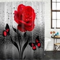 thumbnail image 2 of Valentine's Day Shower Curtain, Waterproof Shower Curtains for Bathroom, Red Rose Floral Watercolor Butterfly Flowers Washable Fabric Bathtub Curtain Set Bath Decor with 12 Hooks Extra Long 72"x96", 2 of 8