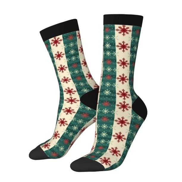 Balery Christmas Snowflakes Plaid Calcetas Largas con Estampado para Hombre y Mujer – Suaves y Transpirables, Talla Única (US 5-11)