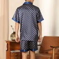 thumbnail image 5 of IROINNID Silk Pajamas for Men Button Closure Short Sleeve Shirts and Shorts with Pockets Two-Pieces Sleepwear Sets,Dark Blue, 5 of 8