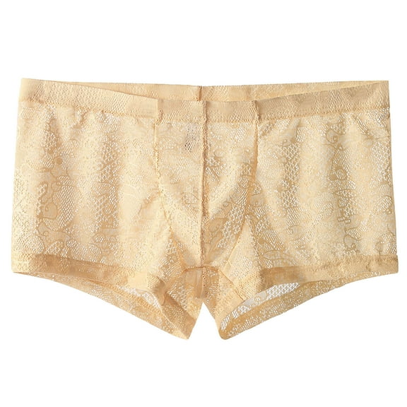 Mens Sexy Lace Panties Cheeky Underwear Low Waist Thongs G-String U Convex Underpants