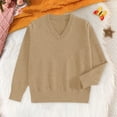 thumbnail image 2 of GBSYEWXS Sweaters For Women Rose Gold V-Neck Long Sleeve Solid Color Fashion Pullover Sweater, 2 of 3