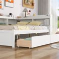 thumbnail image 3 of Full Bed Frame with Storage Bookcase and Drawers, Multifunctional Wood Platform Bed for Bedroom, White, 3 of 10