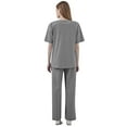 thumbnail image 5 of HAJWOH Gray Scrubs for Women Set Stretchy Nurse Uniform Short Sleeve V Neck Scrub & Jogger Pant Solid Color Medical Scrub Sets with Multi Pockets Gray S, 5 of 6