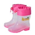 thumbnail image 4 of TOWED22 Kids Rain Boots for Girls Children Shoes Fashion Flat Cartoon Rain Boots Can Be Tied Mouth Cartoon Transparent Outdoor (Pink, 10 Toddler), 4 of 6