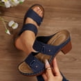thumbnail image 2 of Lenago Women Sandals Casual Comfortable Plus Size Solid Color Round Toe Open Toe Heel High-Heeled Sandals 37, 2 of 9