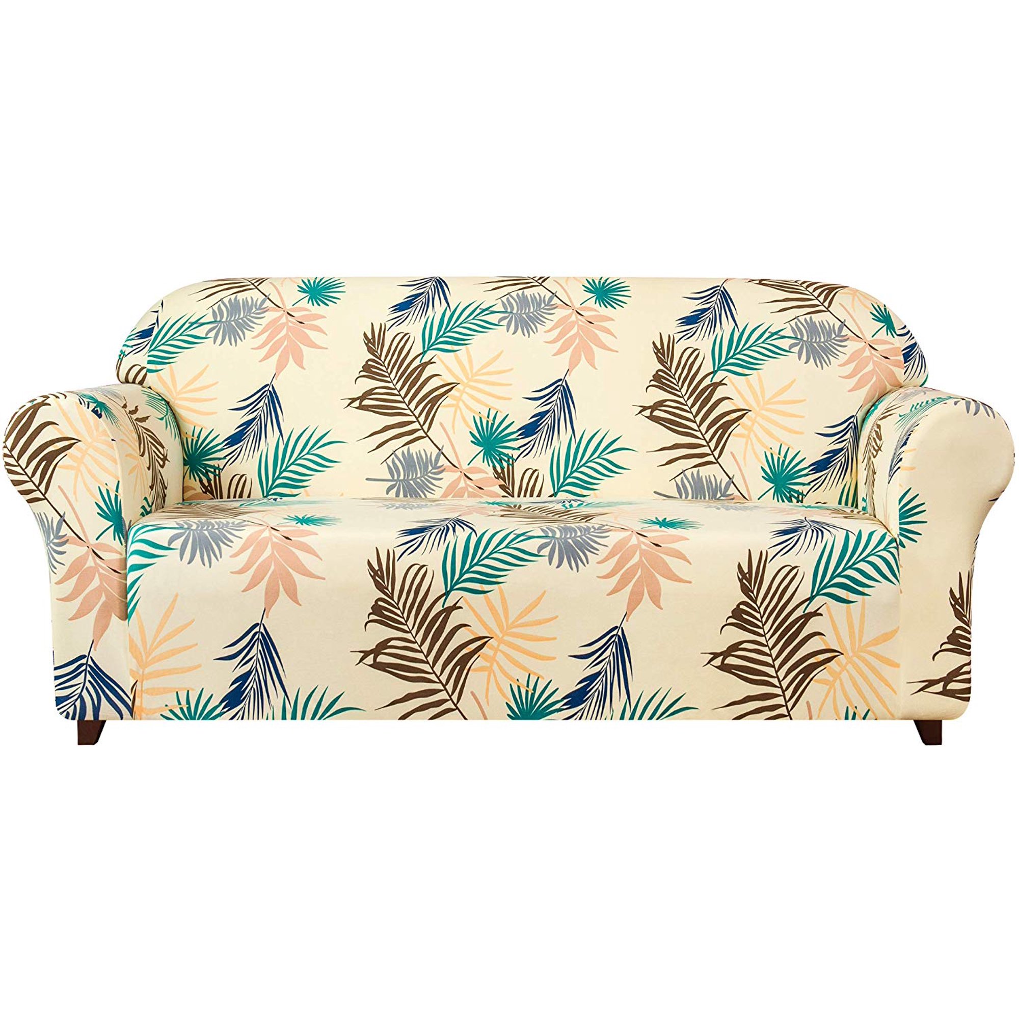Subrtex Stretch 1 Piece Leaf Floral Print Loveseat Slipcover Yellow Walmart Com Walmart Com