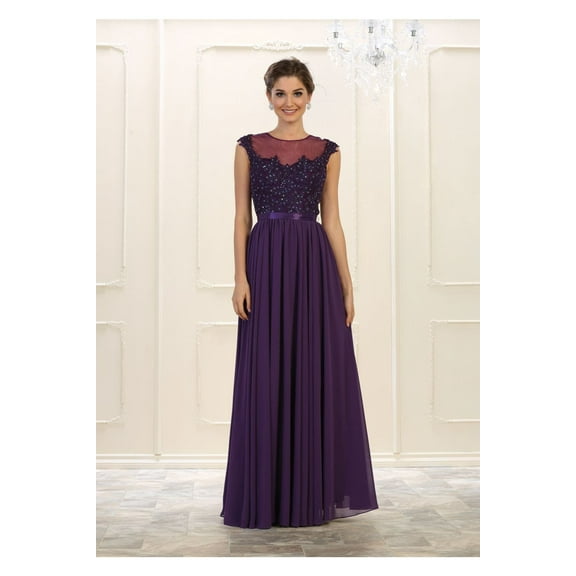 Women's May Queen Purple Bridesmaid Dresses Satin and Plus Size Gowns MQ1428 6