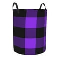thumbnail image 2 of Fotbe Laundry Hamper With Durable Leather Laundry Basket Purple Buffalo Plaid Thickened Waterproof Round Collapsible Laundry Hamper, Dirty Clothes Laundry Basket, 2 of 8