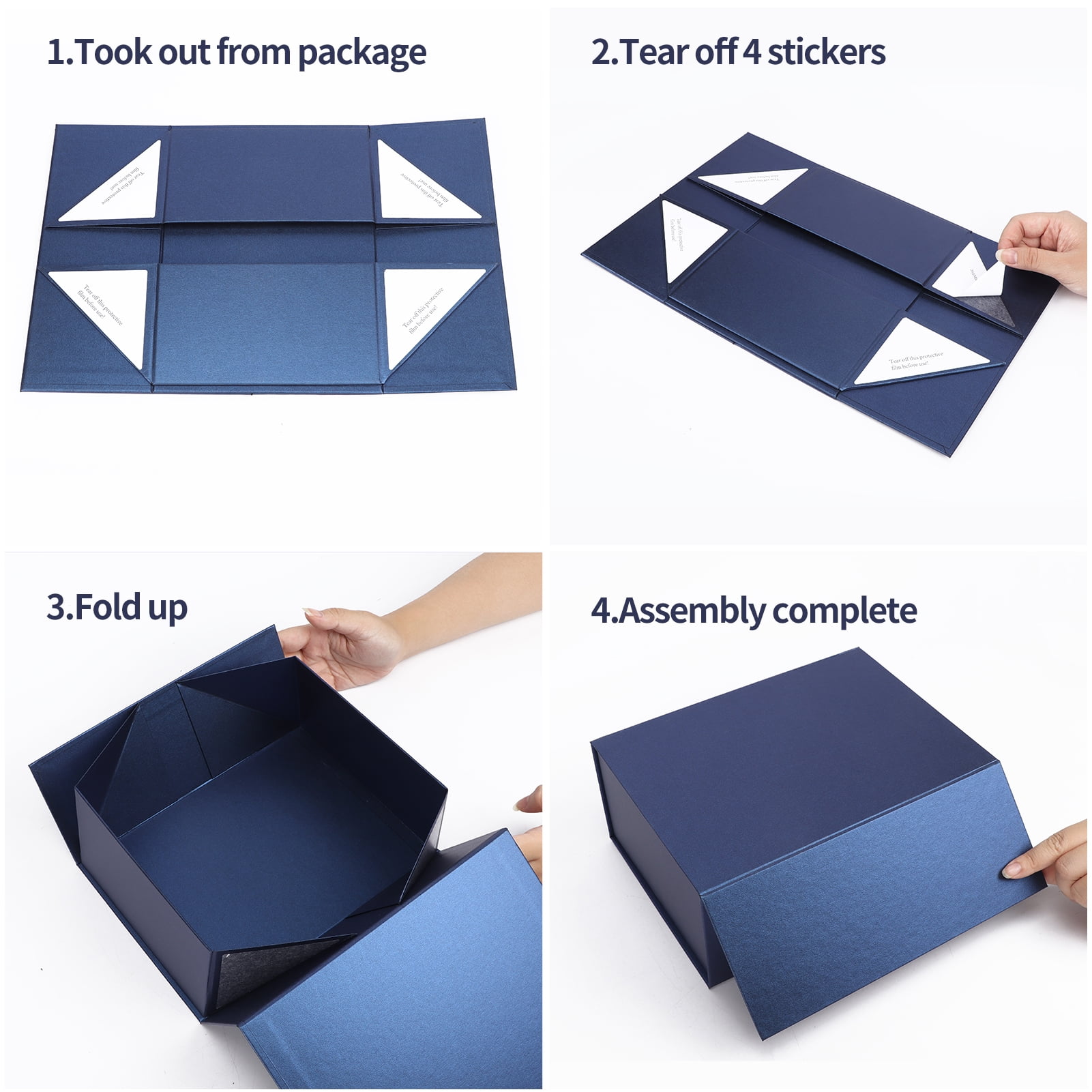 Pemtow, Magnetic Closure Gift Boxes, 9.5x7x4, Blue Set of 4
