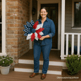 thumbnail image 3 of Rustic Burlap Patriotic 22" Wreath, American Flag Style 4th of July Front Door Home Decor, 3 of 6