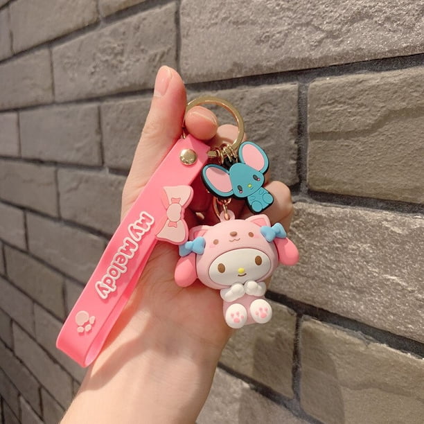 Llavero Kawaii Sanrio Hello Kitty Anime Kuromi Melody Cinnamoroll, accesorios de dibujos animados de la serie Sakura, llaveros de Pvc, regalos de juguete Fivean unisex