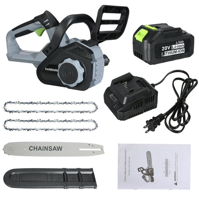GARDSURE 20V 12 Inch Cordless Chainsaw with One Rechargeable 4.0Ah